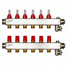 Коллектор Danfoss SSM-F на 6 контуров с ротаметрами