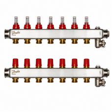 Коллектор Danfoss SSM-F на 7 контуров с ротаметрами