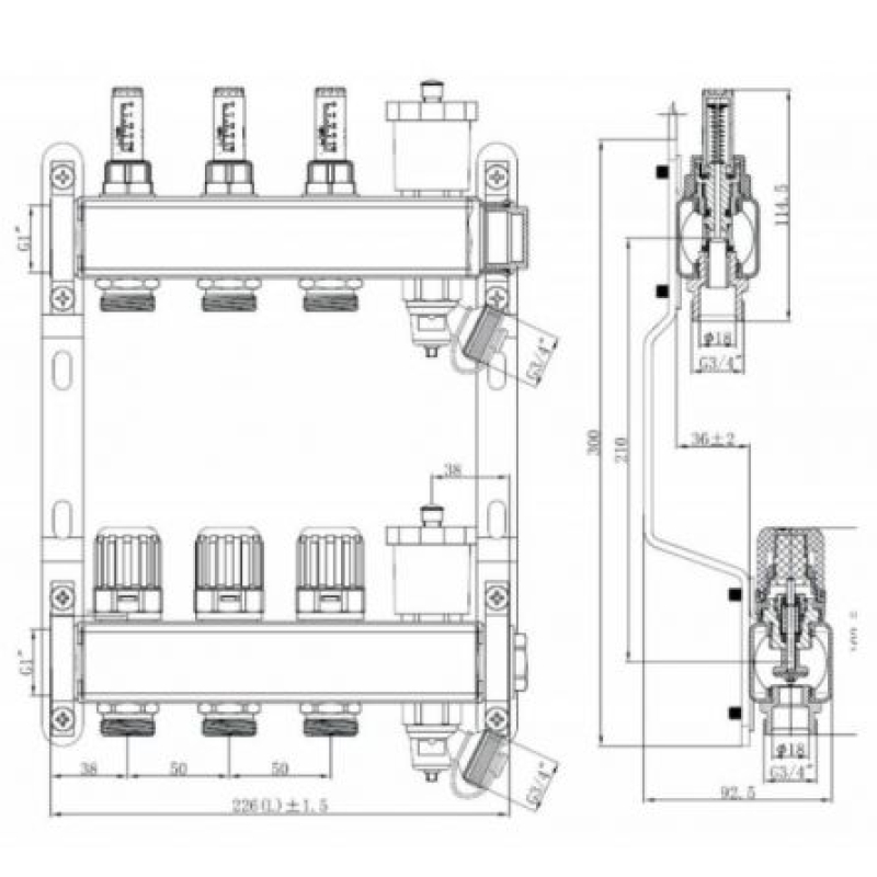 Коллектор из нерж. стали Romstal Ecoheat 1” х 3/4"EK на 2 выхода фото 3