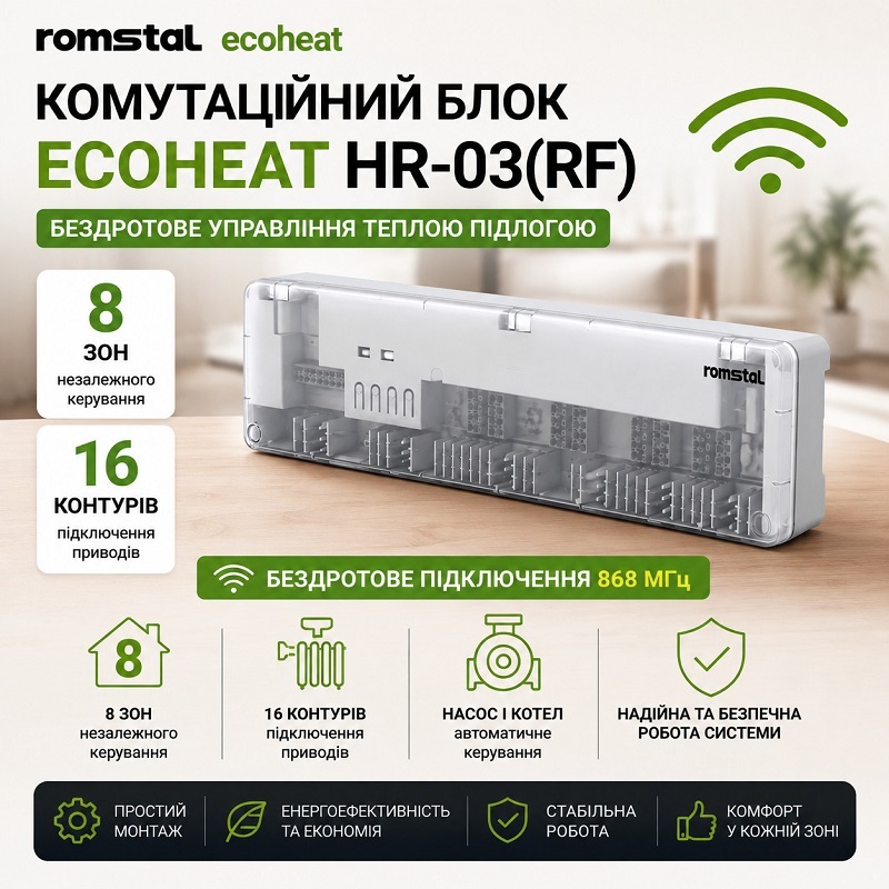 Комутаційний блок Romstal Ecoheat HR-03C(RF) 230 В (бездротовий) фото 2