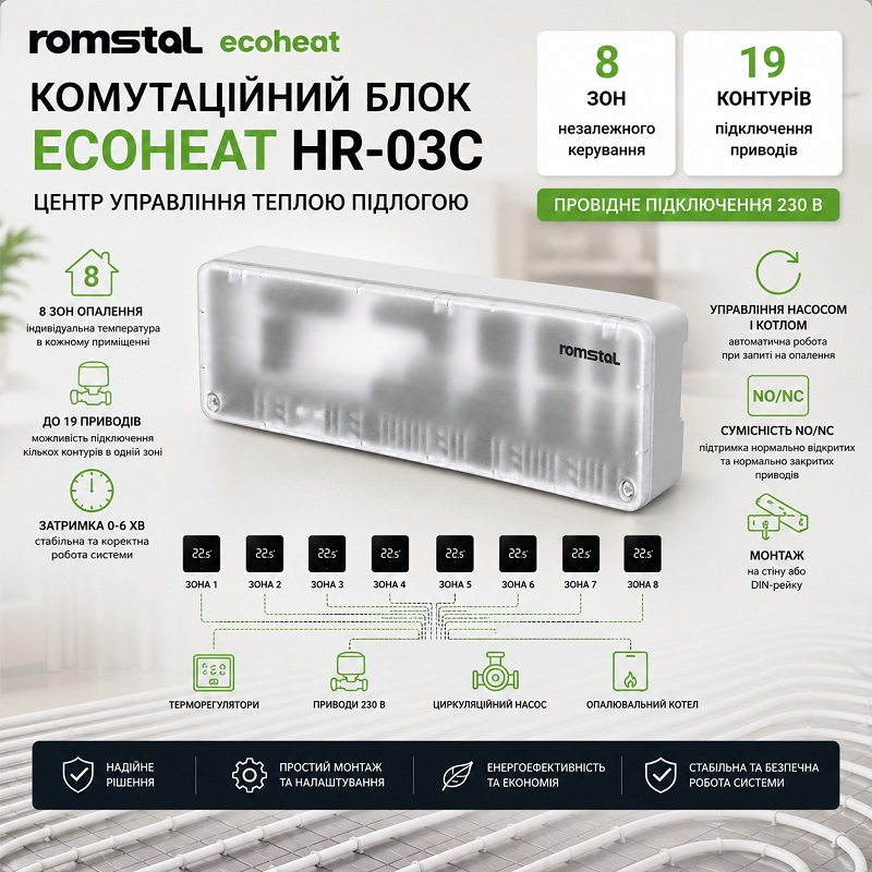 Комутаційний блок Romstal Ecoheat HR-03C 230 В (дротовий) фото 2