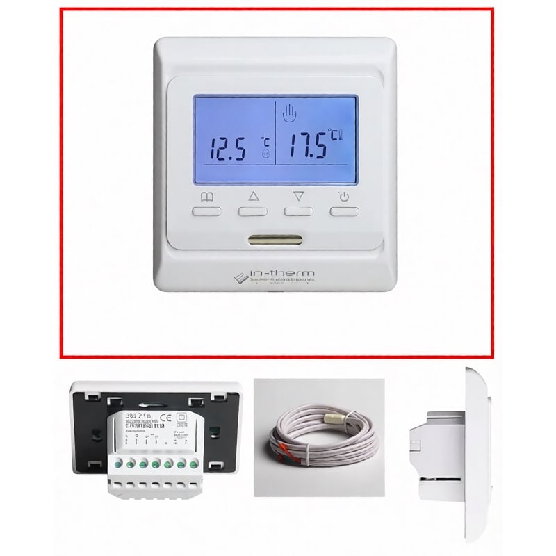 Тонкий нагревательный кабель Hemstedt Di-Si-R 12 м, 150 Вт + Wi-Fi терморегулятор In-Therm E51 фото 5