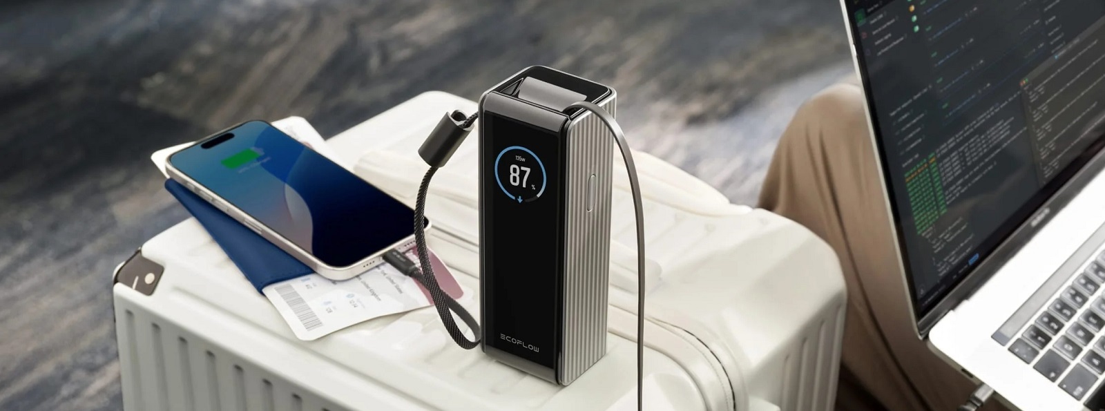 Мобільна зарядка EcoFLow RAPID Power Bank з кабелями 25000mAh