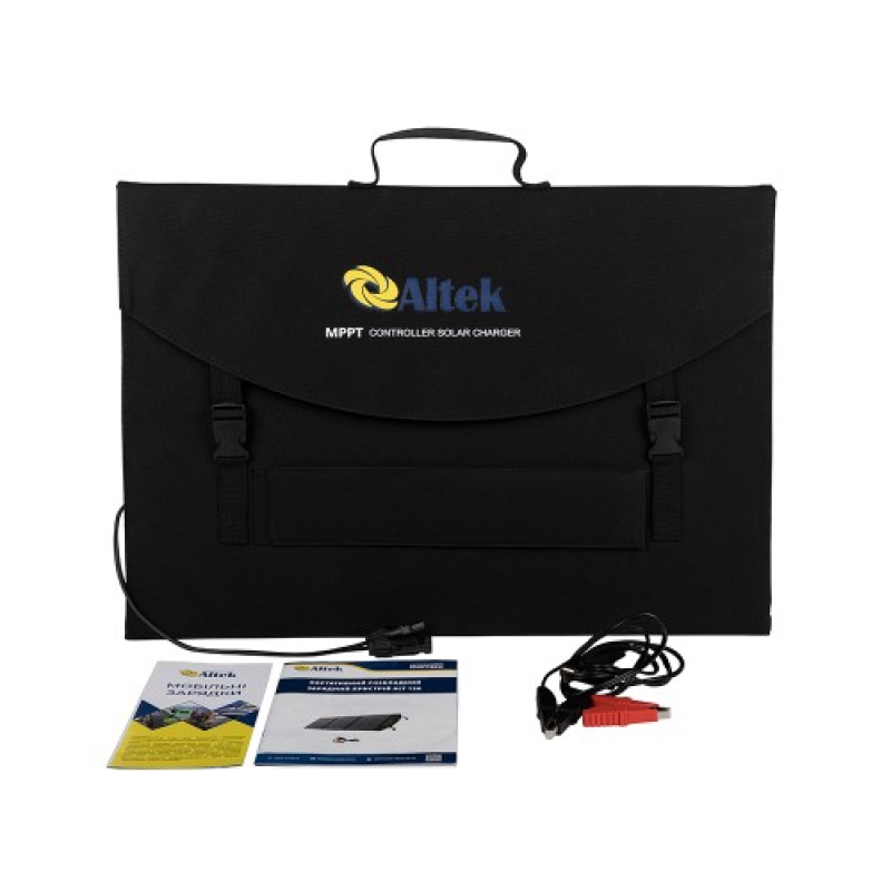 Портативна сонячна панель Altek ALT-120 чорна фото 6