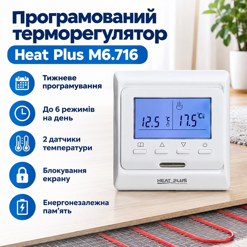 Нагревательный кабель Thermogreen TGCT20, 100 м, 2000 Вт + программируемый терморегулятор Heat Plus M6.716 фото 4