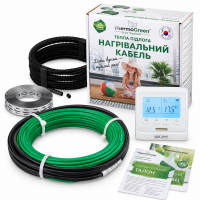 Нагревательный кабель Thermogreen TGCT20, 100 м, 2000 Вт + программируемый терморегулятор Heat Plus M6.716