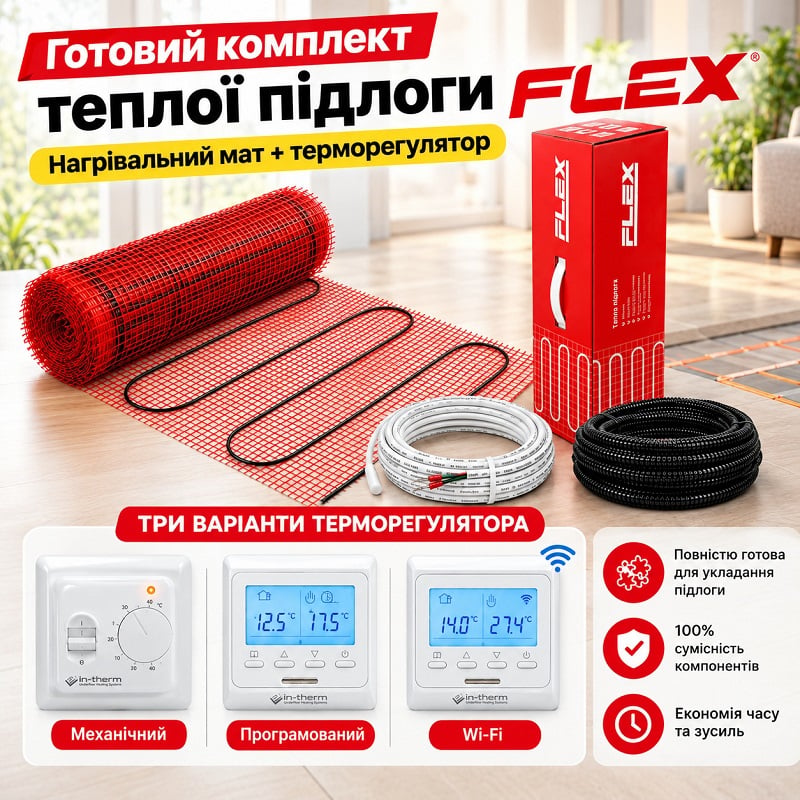 Нагрівальний мат Flex EHM 0.5 м² + програмований терморегулятор фото 2