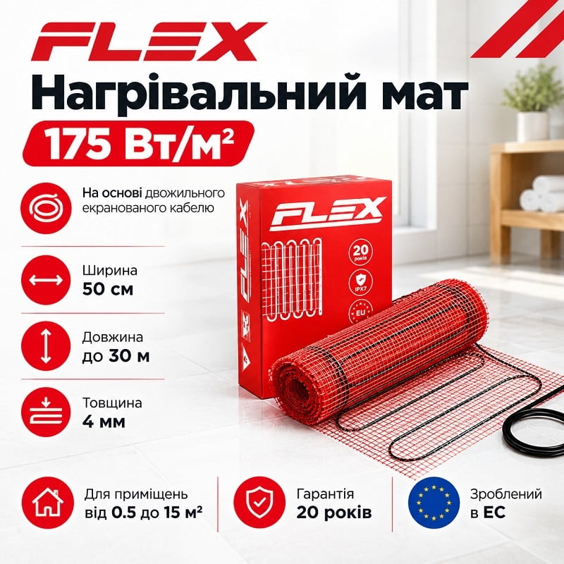 Нагрівальний мат Flex EHM 0.5 м² фото 2