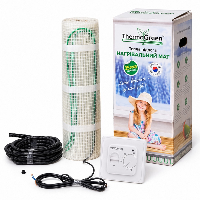 Нагревательный мат Thermogreen TGMT 2 м² + механический терморегулятор фото 1