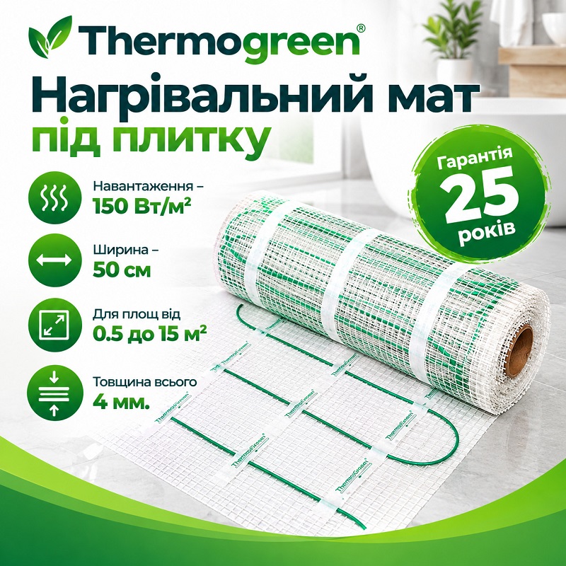 Нагрівальний мат Thermogreen TGMT 1.5 м² + програмований терморегулятор фото 2