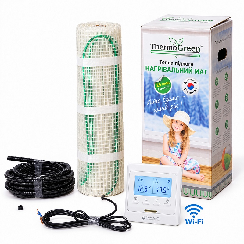 Нагрівальний мат Thermogreen TGMT 4.5 м² + Wi-Fi терморегулятор фото 1