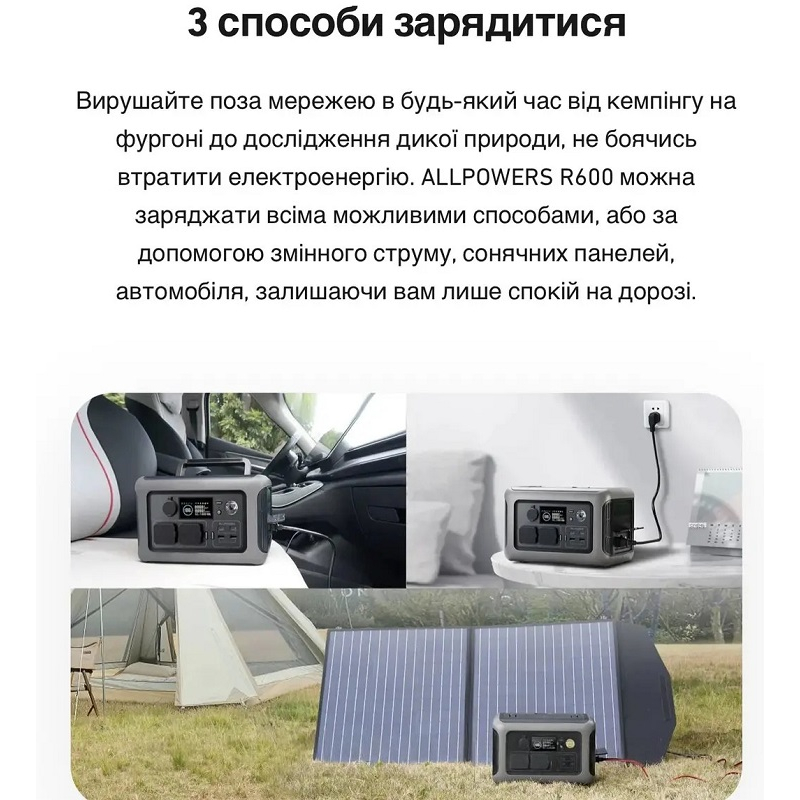 Зарядна станція Allpowers R600, 600 Вт, 299 Вт*г фото 7