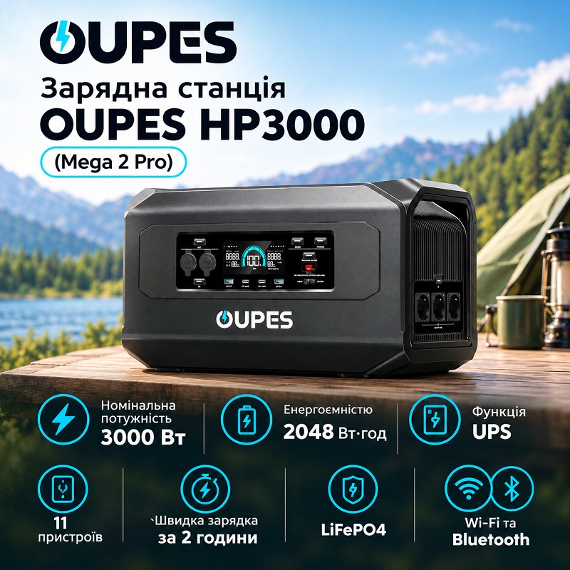 Зарядная станция OUPES HP3000 (Mega 2 Pro), 3000 Вт 2048 Вт*ч фото 2