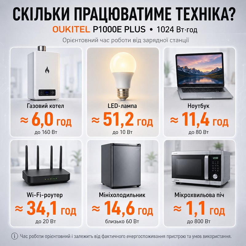 Зарядна станція Oukitel P1000E PLUS, 1800 Вт, 1024 Вт*ч фото 3