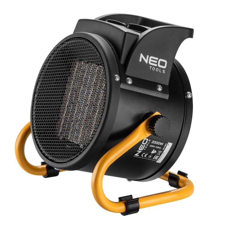 Тепловая пушка электрическая Neo Tools, 2кВт, 30м кв, 197м куб/час, керамический нагрев. элемент (PTC), черный фото 1