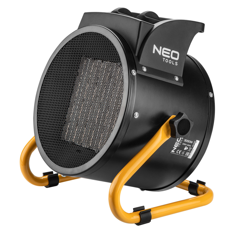 Тепловая пушка электрическая Neo Tools, 3кВт, 60м кв, 280м куб/час, керамический нагрев. элемент (PTC), черный фото 1
