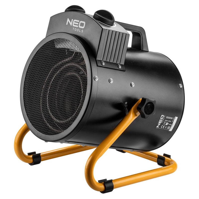 Тепловая пушка электрическая Neo Tools, 3кВт, 80м кв, 354м куб/час, нагрев. элемент – нерж. сталь, IPX4, черный фото 1