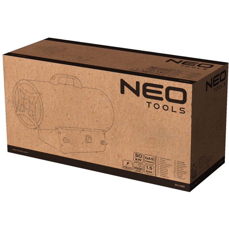 Теплова гармата газова Neo Tools, 50кВт, 500м кв, 1000м куб/год, чорний фото 10