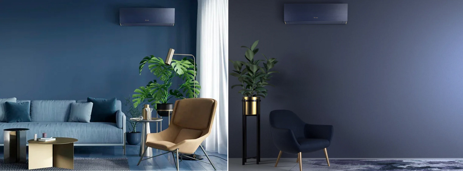 Кондиционер Gree Clivia Inverter GWH09AUCXB-K6DNA1A blue синий в интерьере Кондиционер Gree Clivia Inverter GWH09AUCXB-K6DNA1A blue в современном интерьере