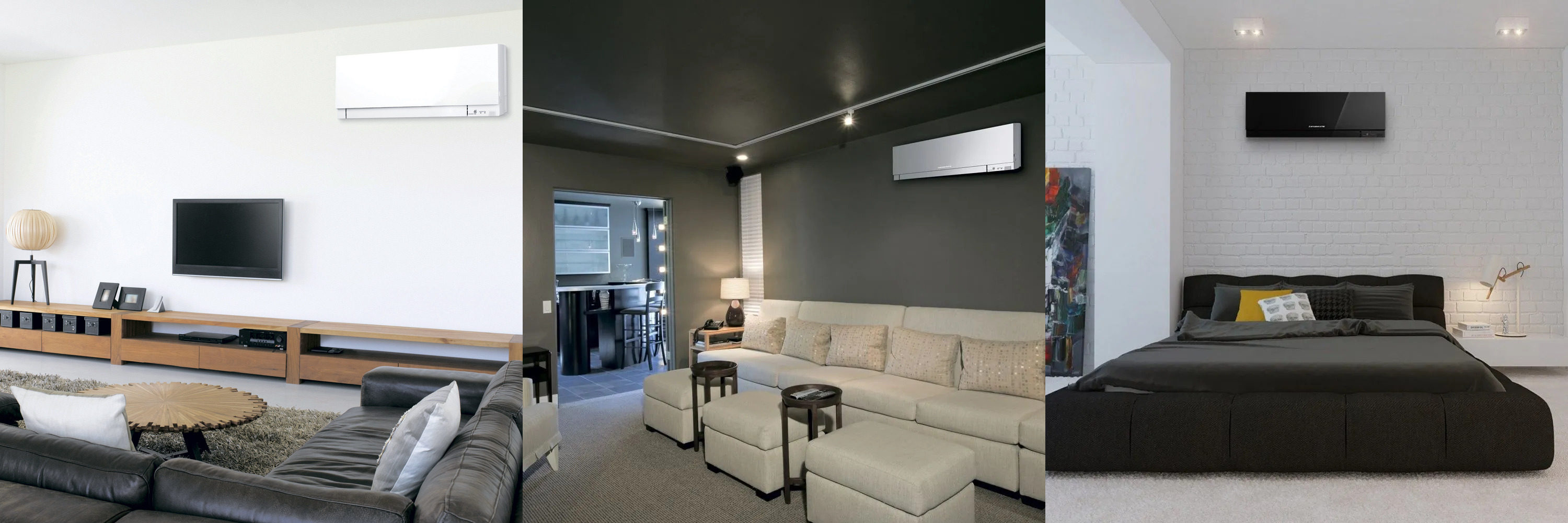 Кондиционеры Mitsubishi Electric серии Design Inverter MSZ-EF в современном интерьере Сплит-системы Mitsubishi Electric Design Inverter линейка MSZ-EF в интерьере