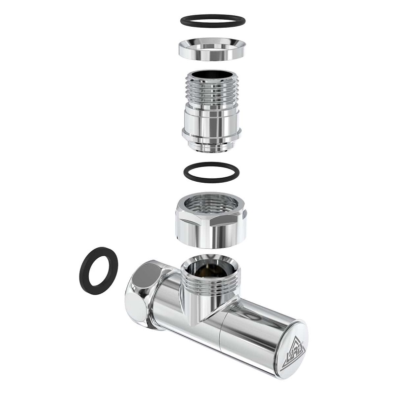 Кран угловой Laris Обычный 1/2" - 3/4" + эксцентрики 2шт. (LX-4701) фото 4