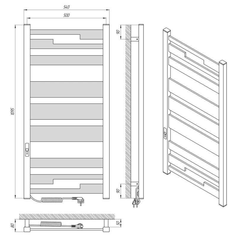 Електрична сушка для рушників Laris Зебра Афіна ЧФ(Ч) 500 х 1100 Е фото 9