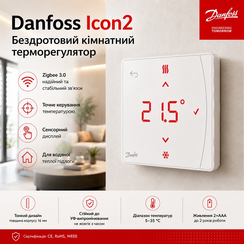 Бездротовий терморегулятор Danfoss Icon2 RT фото 2
