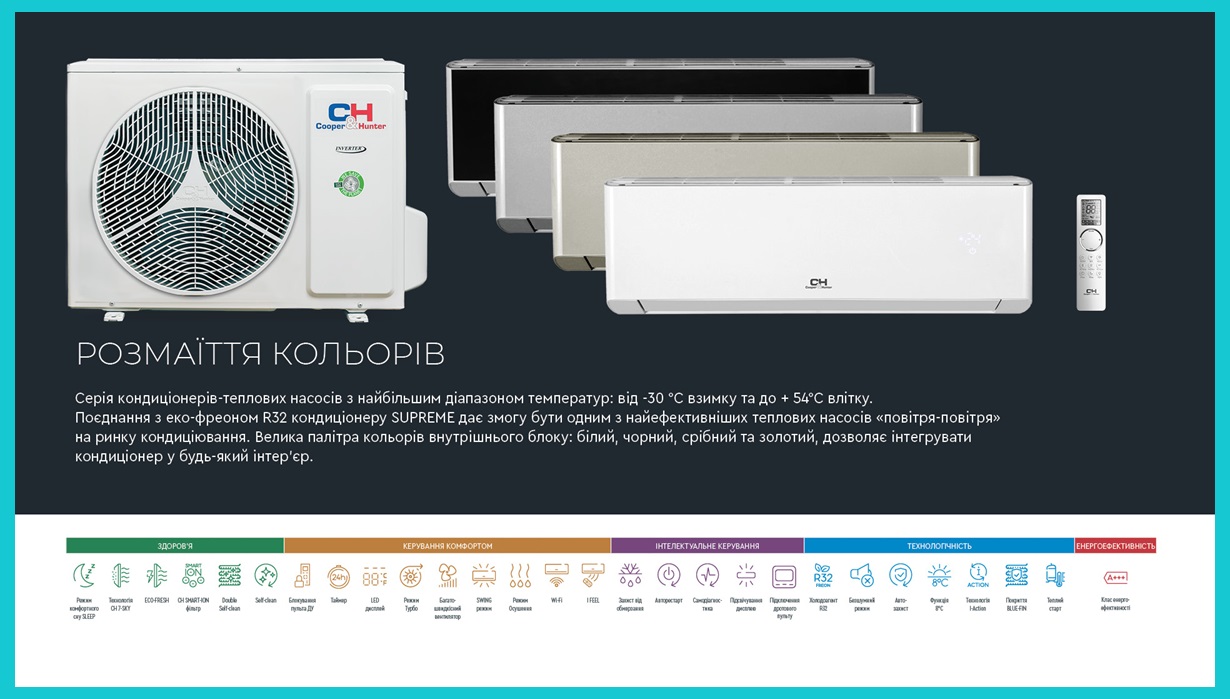 Кондиціонер C&H Supreme R32 CH-S12FTXAM2S-GD