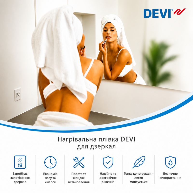 Нагрівальна плівка для дзеркал DEVIfoil Mirror 274x358 мм фото 3