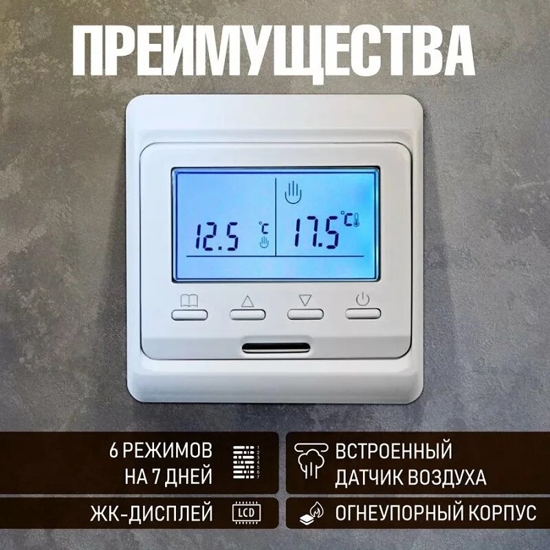 Комплект инфракрасной пленки Enerpia 1 м² с программируемым терморегулятором фото 6