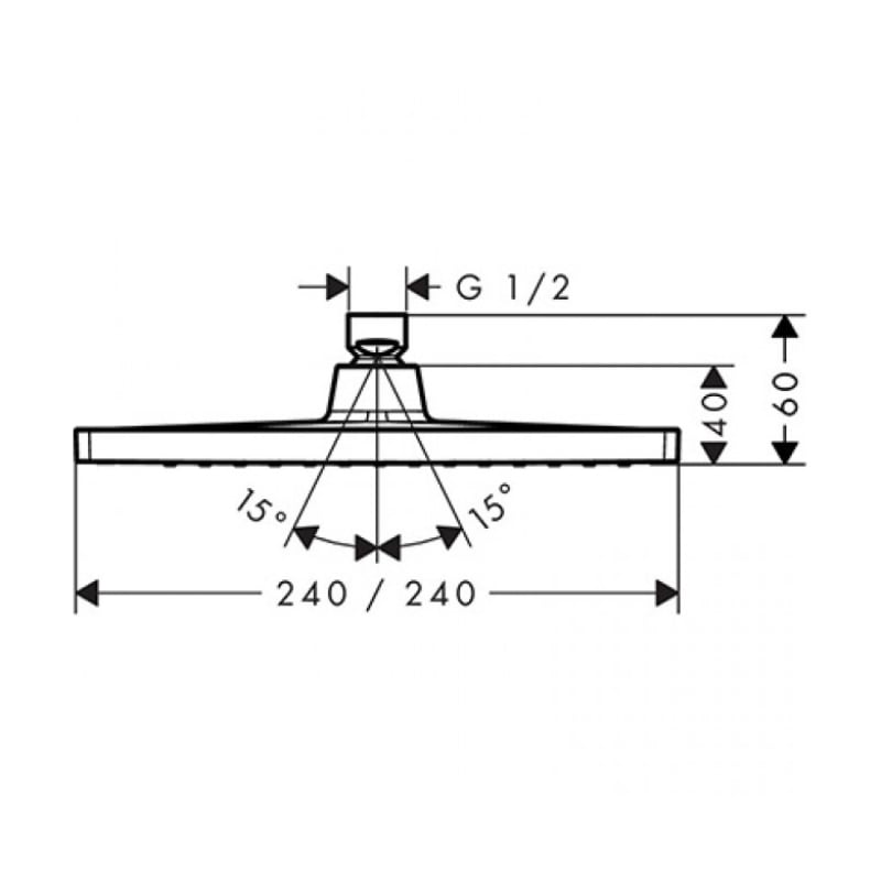 Crometta E 240 1jet Верхний душ квадратный 240*240 мм, хром фото 4