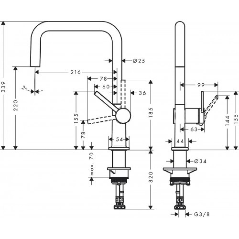 Talis M54 Смеситель кухонный U 220, 1jet фото 2