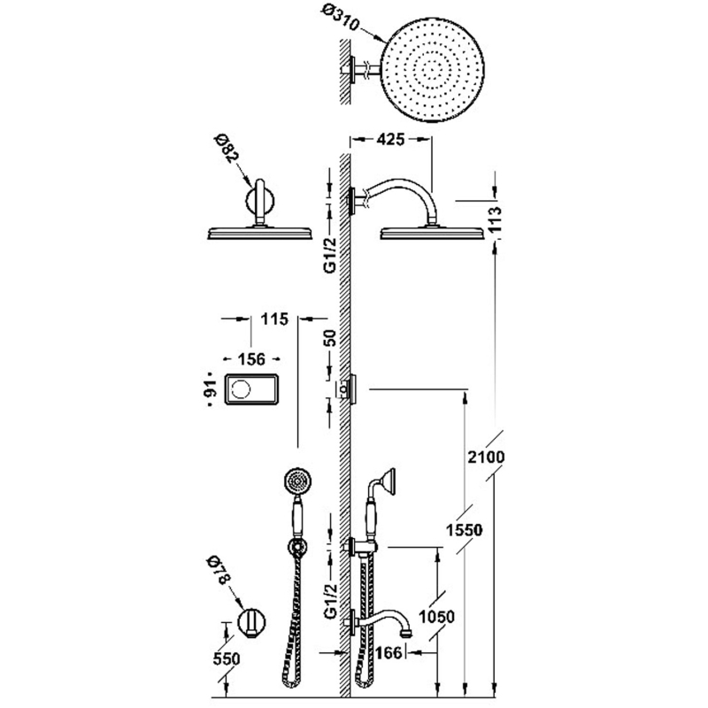 Clasic Shower Technology Душевая система с термостатом, по эл. руководитель. фото 2