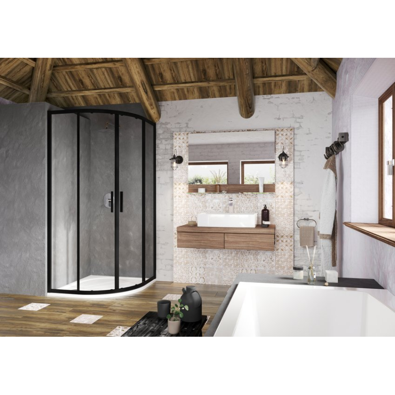 Душевая кабина Ravak Blix Slim BLSCP4-90 черная Transparent X3BM70300Z1 фото 1