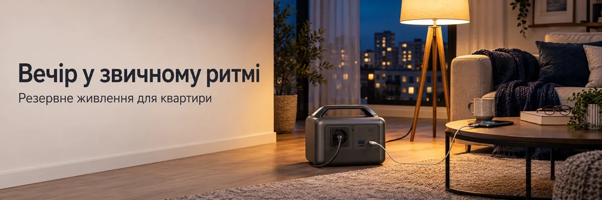 Портативная зарядная станция для питания торшера и зарядки телефона в гостиной