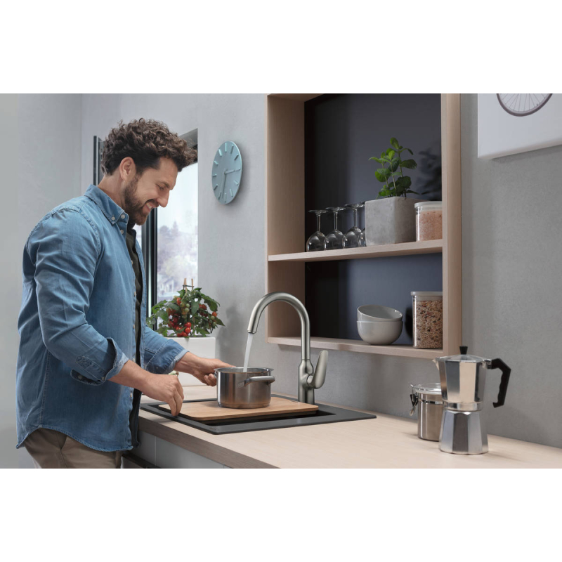 S51 Мойка кухонная 540х490мм, встроенная, stonegrey, S510-F450 фото 3