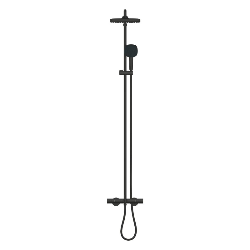 Tempesta System 250 Cube Душова система зовнішнього монтажу з термостатом для ванни, чорний матовий фото 3