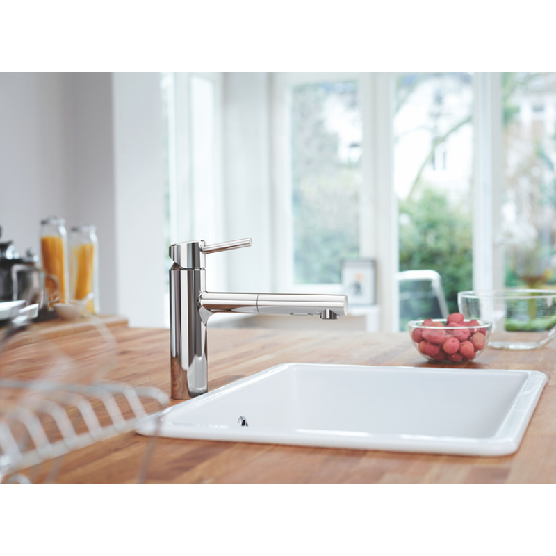 Смеситель кухонный с выдвижным изливом Grohe Concetto, хром (30273001) фото 4
