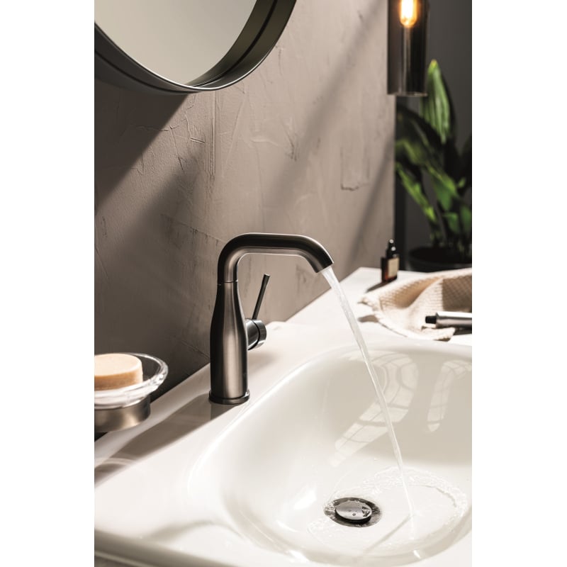 Смеситель для раковины Grohe Essence M-Size 193 мм, с донным клапаном, темный графит матовый (24173AL1) фото 3