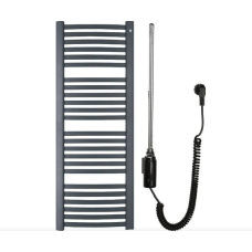 Retto Полотенцесушарка електрична 540х1436 мм, графіт + тен Hots 600W, чорний глянцевий RETE-50/140C12 + Hots06C2