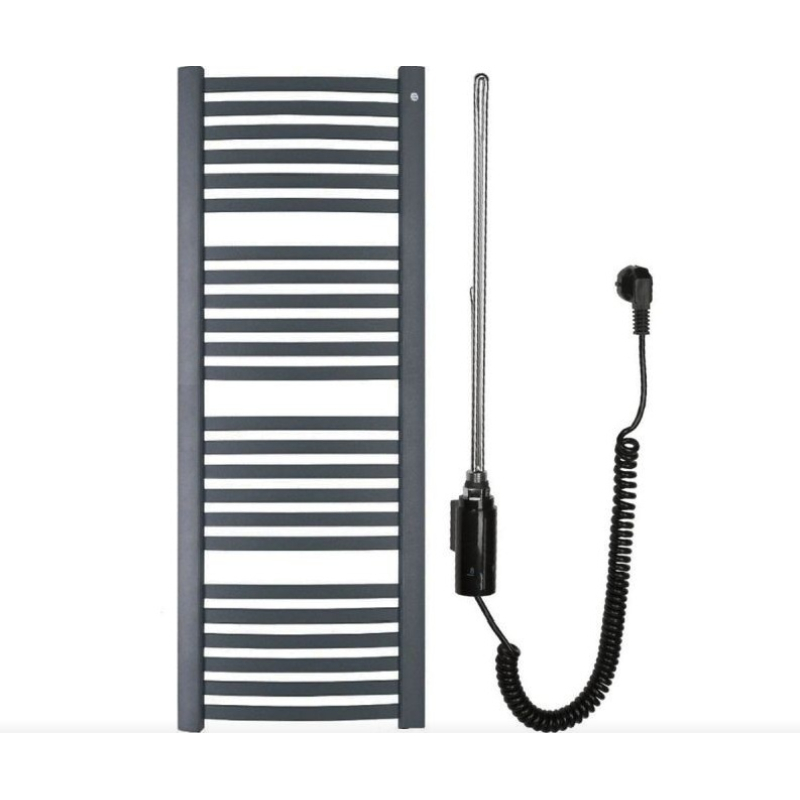 Retto Полотенцесушарка електрична 540х1436 мм, графіт + тен Hots 600W, чорний глянцевий RETE-50/140C12 + Hots06C2 фото 1