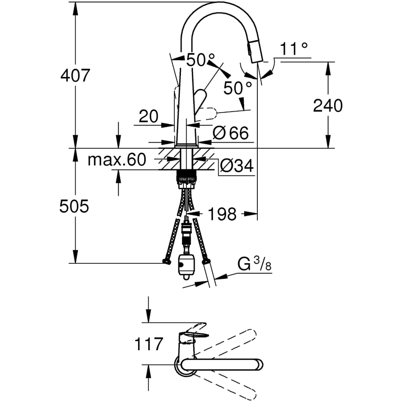Смеситель однорычажный для мойки Grohe Veletto, хром (30419000) фото 5