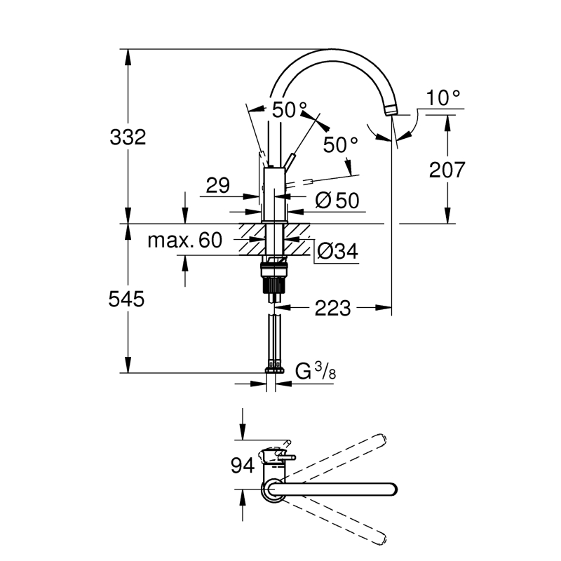 Смеситель однорычажный для мойки Grohe BauClassic, хром (30577000) фото 5