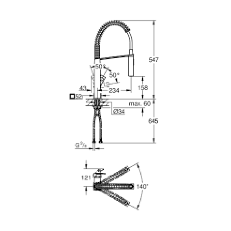 Змішувач одноважільний для мийки Grohe Eurocube професійний, хром (31395000) фото 5