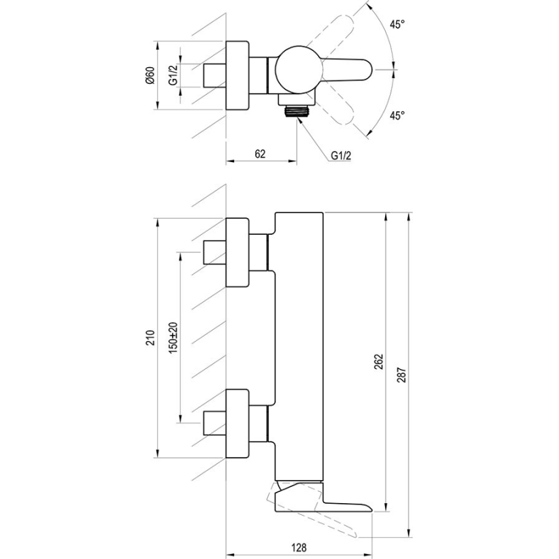Смеситель для душа Ravak Puri 150 мм, хром X070145 фото 2