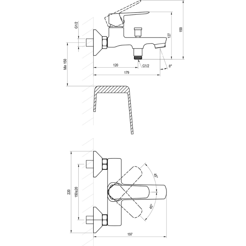 Смеситель для ванны Ravak Life LF 022.20, черный (X070479) фото 3