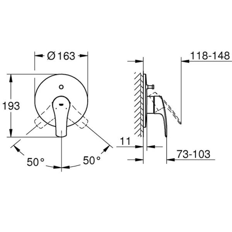 Смеситель однорычажный для ванны Grohe Eurosmart, черный (194502433) фото 5