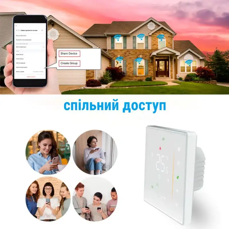 Wi-Fi Терморегулятор In-Therm PWT 082 Белый фото 5