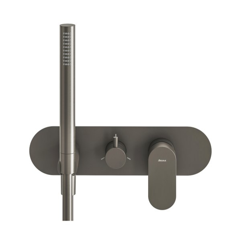 Змішувач прихованого монтажу триходовий Ravak Eleganta Graphite Brushed з душовим набором X070333 фото 2