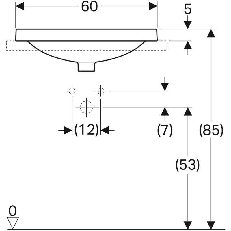 VariForm Раковина овальная, встроенная в столешницу, 600*480 мм, белый фото 4